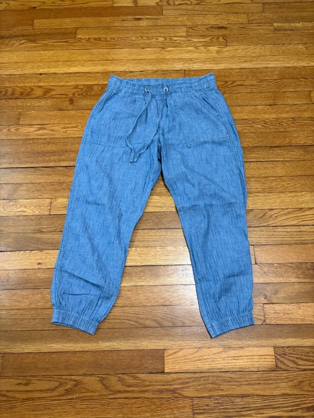 Gap Womens Joggers Size Medium Blue Elastic Waist Drawstring Cotton Tapered